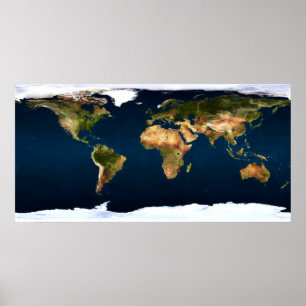 Poster Mapa mundial das cores naturais do cheio curando o