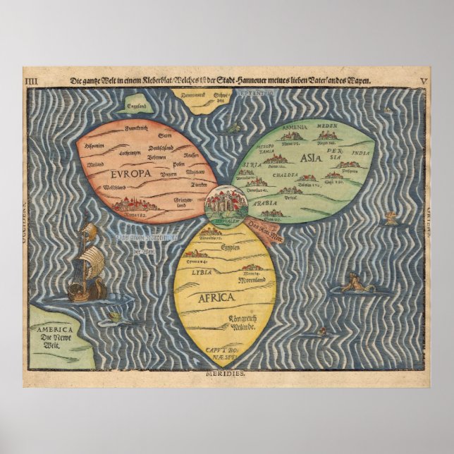 Poster Mapa Mundial de 1581 (Frente)