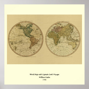 Poster Mapa mundial de 1786 por William Faden