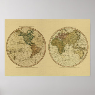 Poster Mapa mundial de 1786 por William Faden
