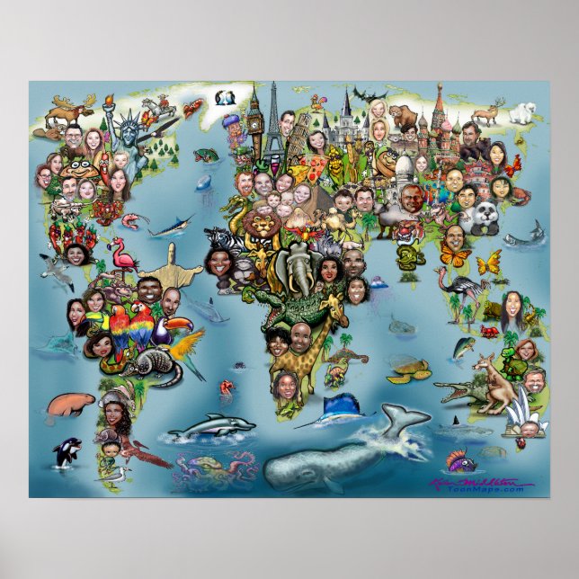 Poster Mapa mundial de diversão (Frente)