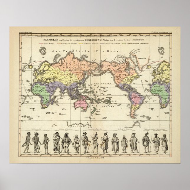 Póster Mapa Mundial de Estilos de Vestuário (Frente)