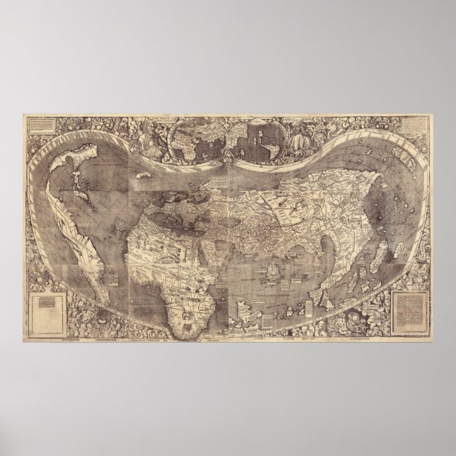 Poster Mapa Mundial de Martin Waldseemuller 1507 (Frente)
