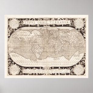 Poster Mapa Mundial de Typvs Orbis Terrarvm por Ortelius