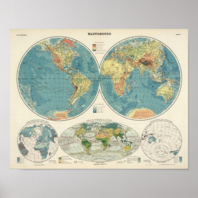 Póster Mapa Mundial do Atlas 2 (Frente)