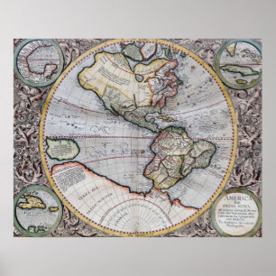 Poster Mapa Mundial do Atlas Vintage