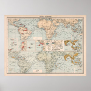 Poster Mapa Mundial do Cacau e Especiarias (1907)