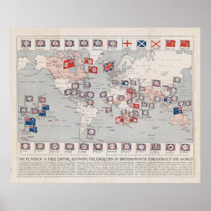 Poster Mapa Mundial do Império Britânico Vintage (1910)