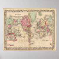 Mapa mundial do projeto Mercator em Mitchell