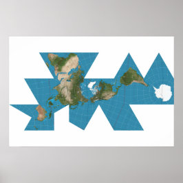Poster Mapa mundial Dymaxion ou projeção do mapa mundial 