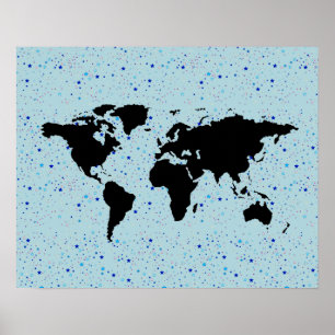 Poster mapa mundial e as estrelas