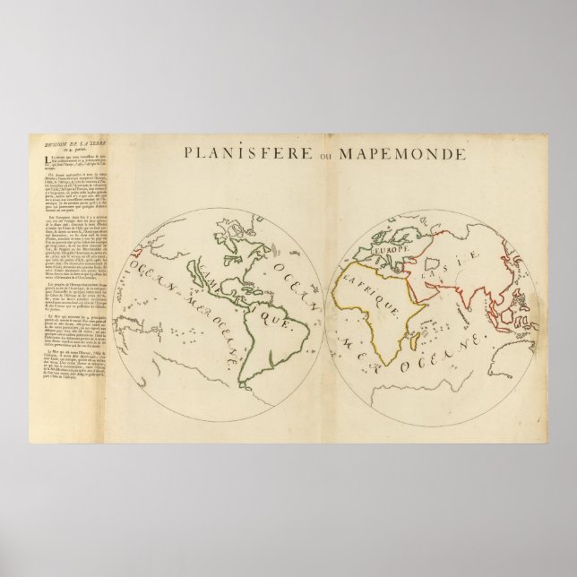 Poster Mapa mundial em 4 partes (Frente)