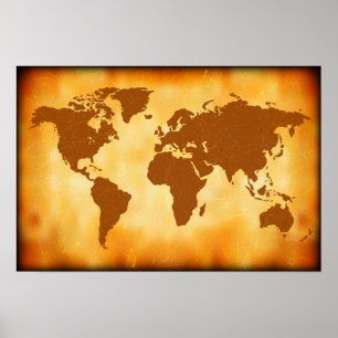 Poster Mapa Mundial Grunge