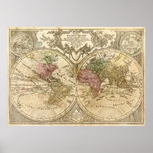 Póster Mapa Mundial Mappa Totius Mundi (1775)