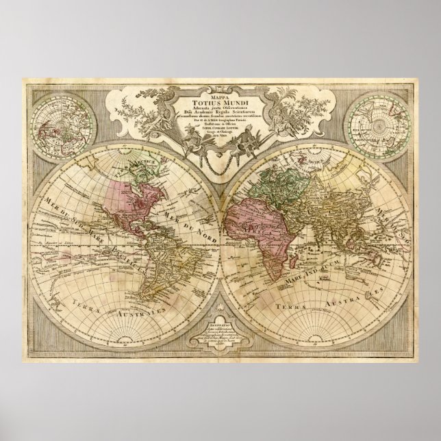 Póster Mapa Mundial Mappa Totius Mundi (1775) (Frente)