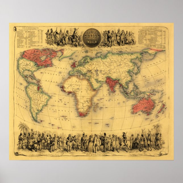 Poster Mapa Mundial Mostrando o Império BritânicoMapa Pan (Frente)