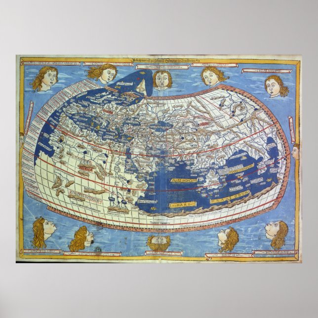 Póster Mapa Mundial Ptolemaico (Frente)