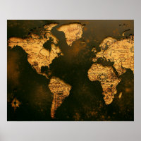Mapa Mundial Vintage Arte de Cartografia Antiga