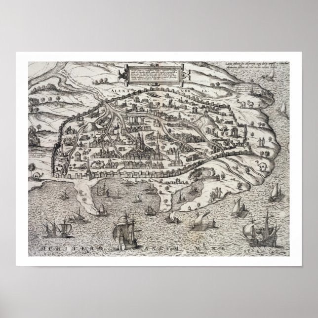 Póster Mapa municipal de Alexandria, Egito, c.1625 (gravu (Frente)