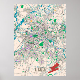 Poster Mapa municipal de Berlim