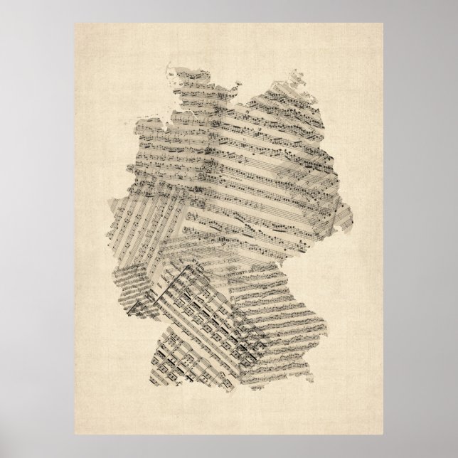 Poster Mapa musical alemão antigo (Frente)