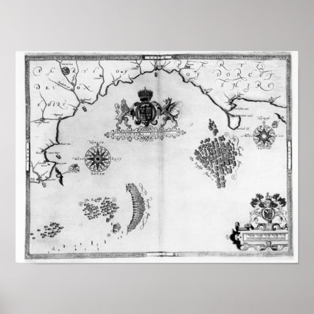 Póster Mapa n.o 5 que mostra a rota da frota Armada (Frente)