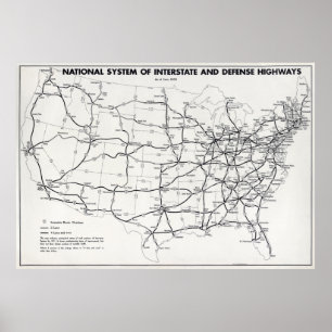 PÓSTER MAPA NACIONAL DE HIGHWAY 1958