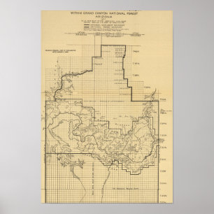 Póster Mapa nacional de ParkPanoramic do Grand Canyon