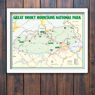 Poster Mapa Nacional do Parque Nacional das Montanhas do 