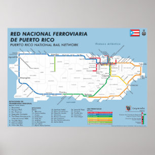 Poster Mapa Nacional - Porto Rico Tren
