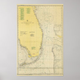 Poster Mapa Náutico Antigo da Flórida