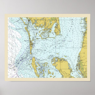 Poster Mapa Náutico de Charlotte Harbor na Flórida