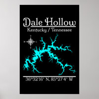 Mapa Náutico do Lago Dale Hollow Kentucky Tennesse