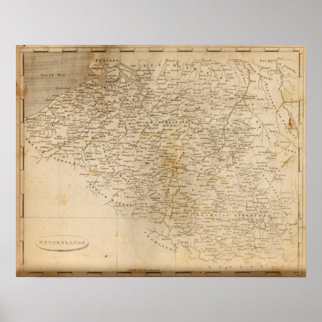 Póster Mapa neerlandês de Arrowsmith (Frente)