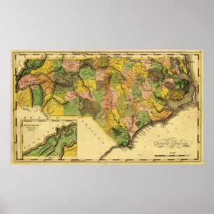 Poster Mapa norte de CarolinaPanoramic
