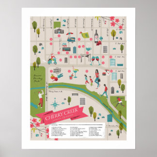 Poster Mapa Norte de Cherry Creek 16x20in