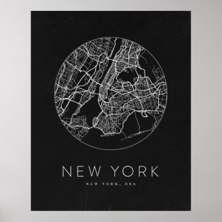 Poster Mapa Nova Iorque de decoração minimalista