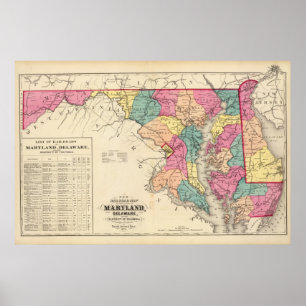 Póster Mapa novo da estrada de ferro dos estados de
