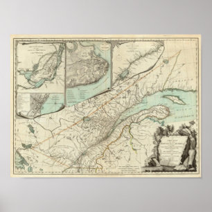 Poster Mapa novo da província de Quebeque