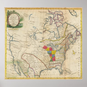 Póster Mapa novo de America do Norte