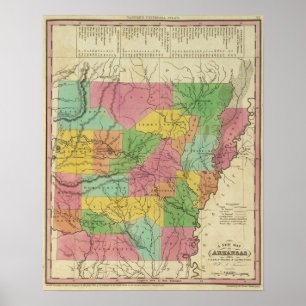 Póster Mapa novo de Arkansas