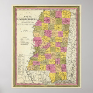 Póster Mapa novo de Mississippi