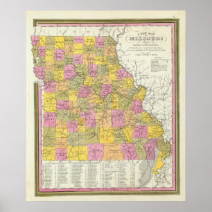 Póster Mapa novo de Missouri