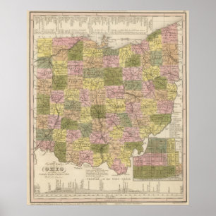 Póster Mapa novo de Ohio