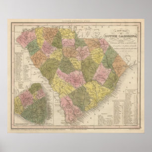 Poster Mapa novo de South Carolina 2