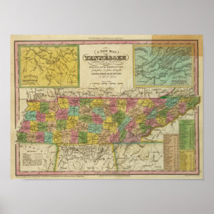 Póster Mapa novo de Tennessee 2