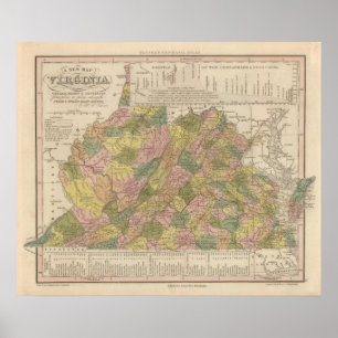 Póster Mapa novo de Virgínia