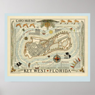 Poster Mapa Oeste da Chave Vintage