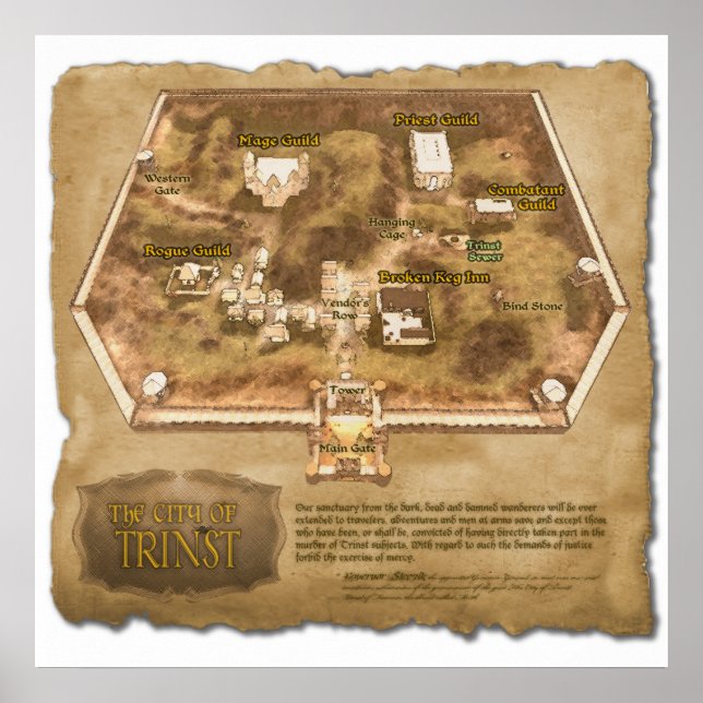 Poster Mapa Oficial da Cidade de Trinst (Frente)