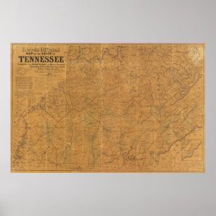 Poster Mapa oficial da Lloyd's do Estado do Tennessee